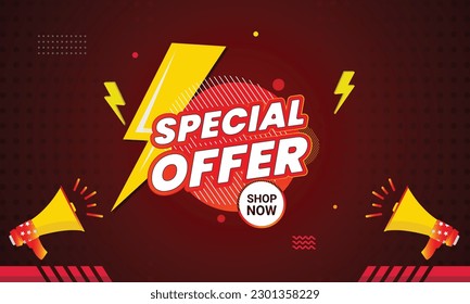 Oferta especial formas abstractas diseño de banners de texto
