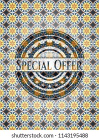 Special Offer arabesque emblem background. arabic decoration.