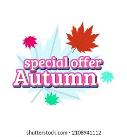 special offer autumn with pink flat label