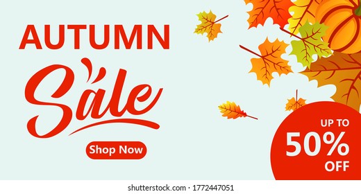 Special offer autumn sale background banners promotion. Poster, cover, element seasonal with maple leaf theme for discount, marketing, and online shop. Vector illustration