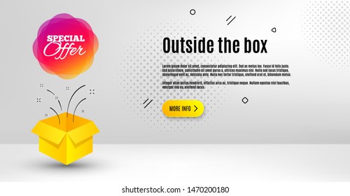Special offer badge. Abstract background. Discount banner shape. Sale coupon bubble icon. Outside the box concept. Banner with offer badge. Vector