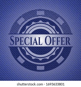 Special Offer badge with denim background. Vector Illustration. Detailed.