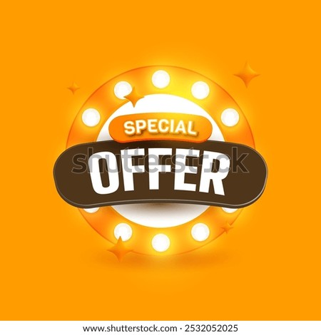 Special Offer badge vector for promotion design with yellow background and retro circle lighting