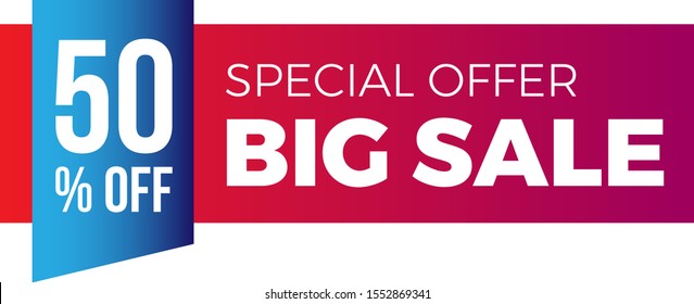 Special offer banner. Up to 50% off. Sale banner template design. Vector illustration eps 10