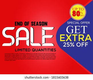 special offer banner, up to 80% off. Vector illustration.Sale banner template design.