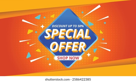 special offer banner background vector with eye catching orange color