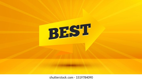 Special offer banner. Best badge. Arrow tag icon. Abstract yellow background. Modern concept design. Banner with offer badge. Vector
