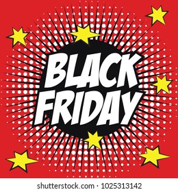 special offer banner with the 'black friday' text in speech bubble pop art style. vector illustration