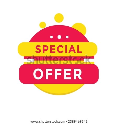 Special offer banner design element modern style. Discounts symbol for announcement, marketing, product advertising. Vector illustration.
