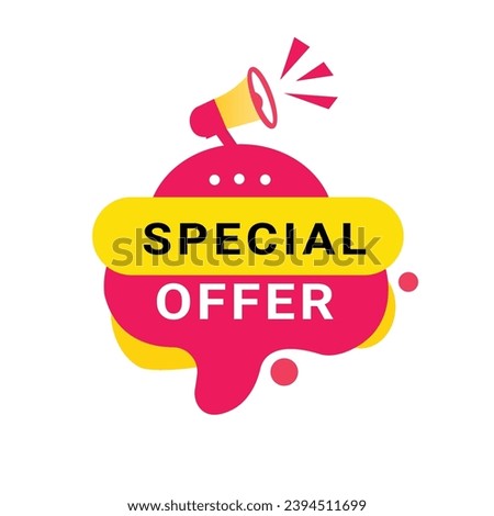 Special offer banner design with megaphone modern style. Discounts symbol for sale, announcement, marketing, business, product advertising. Vector illustration template.