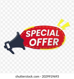 Special Offer banner design, red and yellow color, Vector Illustration with transparent background.
