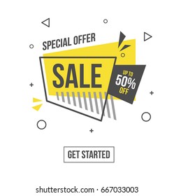 Special offer banner in flat style.