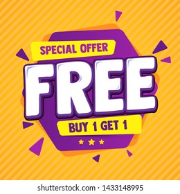 Special offer banner, hot sale, big sale, buy 1 get 1, sale banner vector, purple and orange vector banner - Shutterstock ID 1433148995