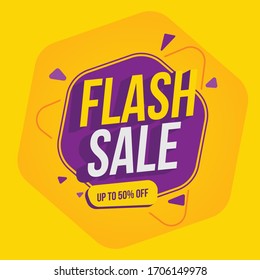 Special offer banner, hot sale, big sale, flash sale, sale banner vector, purple and orange vector banner