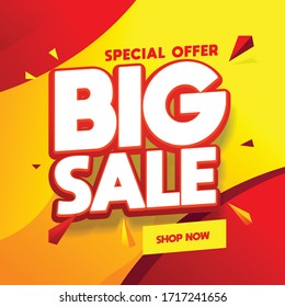 Special offer banner, hot sale, big sale, flash sale, sale banner vector, red and orange vector banner