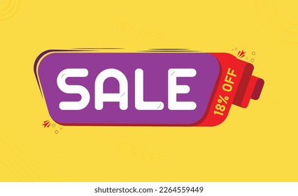 Special offer banner. hot sale. mega sale. SALE 18% OFF.