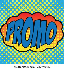 special offer banner with the 'promo' text in speech bubble pop art style. vector illustration
