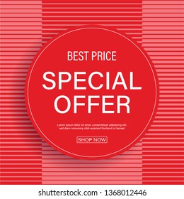 Special Offer Banner with Red Abstract Vector Background.