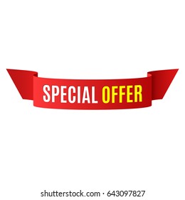 Special Offer Banner. Red Ribbon. Vector Illustration.