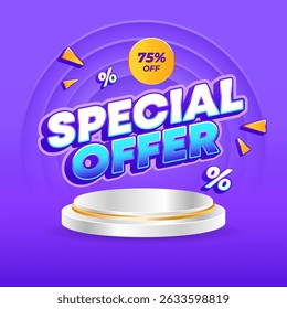 Special offer banner sale with 75 percent discount for marketing promotion