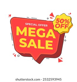 Special offer banner. Sale badge. Sale discount promotional banner. Discount sale banner with speech bubble for retail advertisement, e-commerce, social media, online store