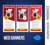 Special Offer Banner Set Vector Red 20: Showing Products Purchase Button Box CD DVD