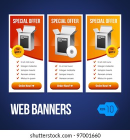 Special Offer Banner Set Vector Yellow Orange 19: Showing Products Purchase Button