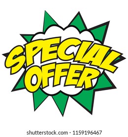 special offer banner with the 'special offer' text in speech bubble. vector illustration