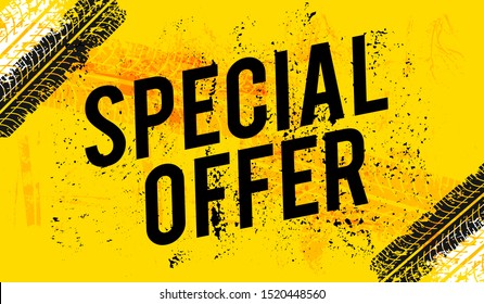 special offer banner. Tire Tracks Background