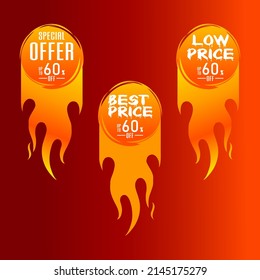 special offer banner , Vector format.   round bubbles tag design vector. Burning light effect best price design template,