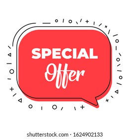 Special Offer banners. Flat linear promotion ribbon banner, scroll, price tag, sticker, badge, poster. Vector illustration. 