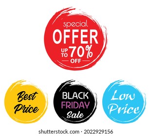 Special offer , best price, black Friday , low price round tag design vector illustration