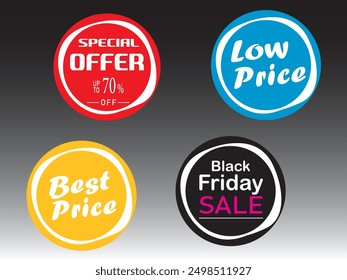 Special offer , best price, black Friday , low price round bubbles tag design vector