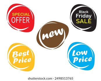 Special offer , best price, black Friday, low price and new design round bubbles tag design vector, rugger ball tag design