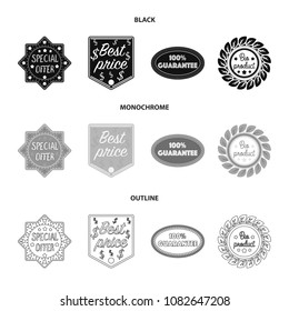Special offer, best prise, guarantee, bio product.Label,set collection icons in black,monochrome,outline style vector symbol stock illustration web. - Shutterstock ID 1082647208