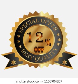 special offer best quality 12 % off discount banner vector illustration icon