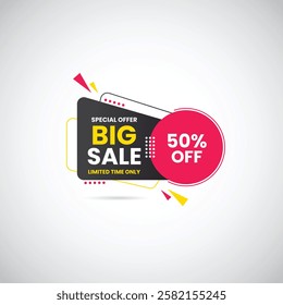Special Offer Big Sale 50% off limited time only banner design. Big sale banner template design, Big deal special offer end of season  vector illustration. for offline online shop promotion discount.