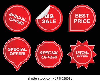 Special Offer, Big Sale, Best Price, Offer Tags, Banner Poster Logo Advertising Vector Illustration
