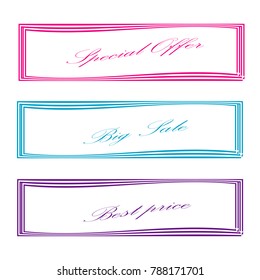 special offer big sale best price sticker label banner set isolated background