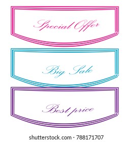 special offer big sale best price sticker label banner set isolated background