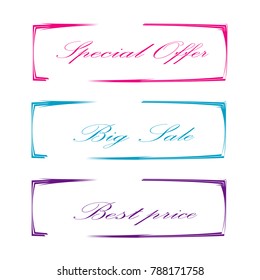 special offer big sale best price sticker label banner set isolated background