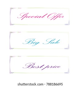 special offer big sale best price sticker label banner set isolated background