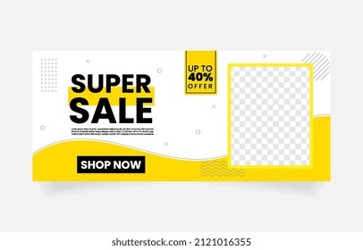 special offer big sale flash sale banner horizontal vector template yellow color. social media website needs.
