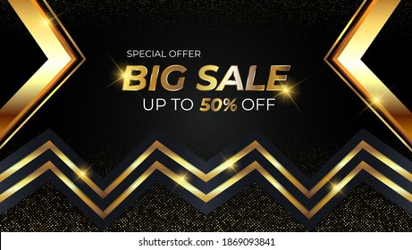 Special offer big sale with golden shape