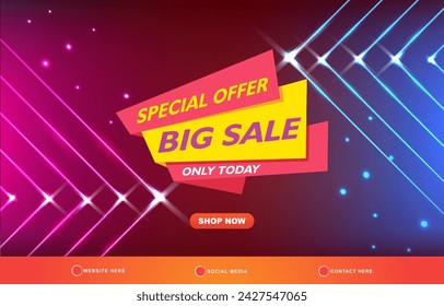 special offer big sale template banner with copy space for product sale with abstract gradient blue and purple background design 1