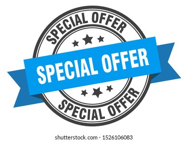 special offer black band label. special offer blue ribbon sign