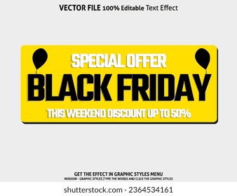 Oferta especial Efecto de texto editable 3D de Black Friday