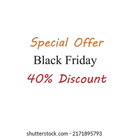 Special offer black friday 40 percent discount business advertisement icon sticker