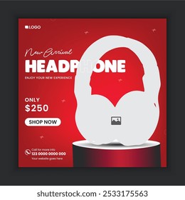 Special offer black Friday  headphone sale social media banner template or online banner