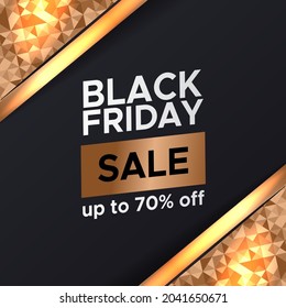 Special offer black friday sale discount promotion banner template season with golden pattern decoration for luxury elegant element